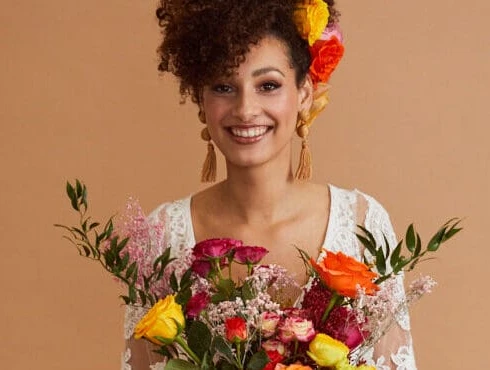 bloemige kapsels, bruiloft, fotoshoot