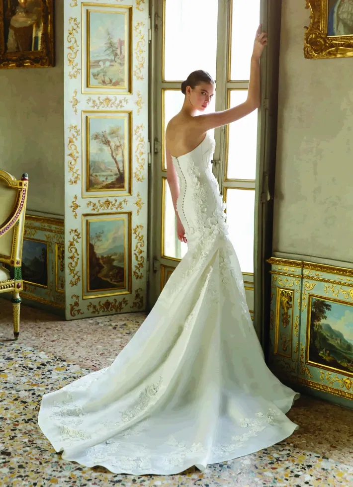 Bruid met zijde sleep