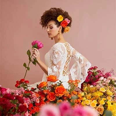 bloemige kapsels, bruiloft, fotoshoot