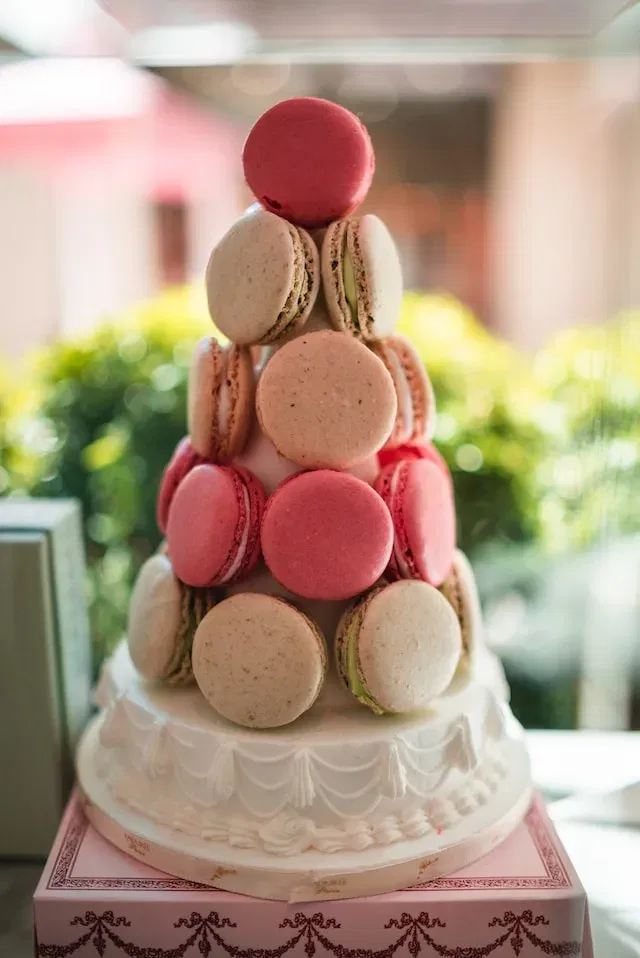 Macaron toren op een bruiloft