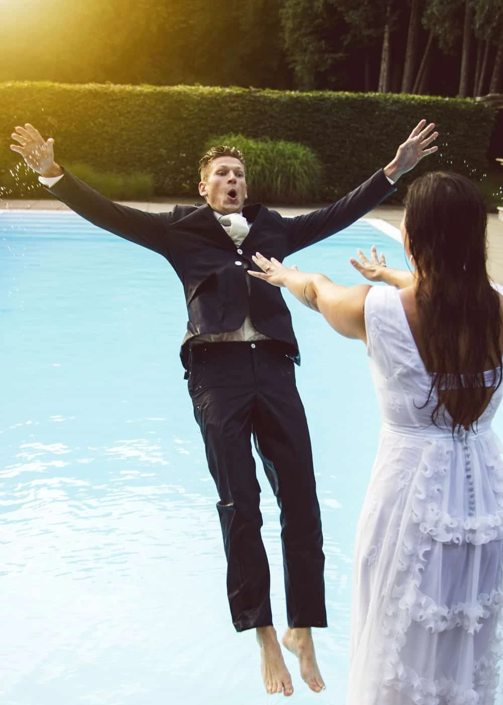 pool party, bruiloft, fotoshoot