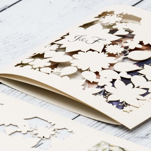 uitnodigingen, lasergesneden,