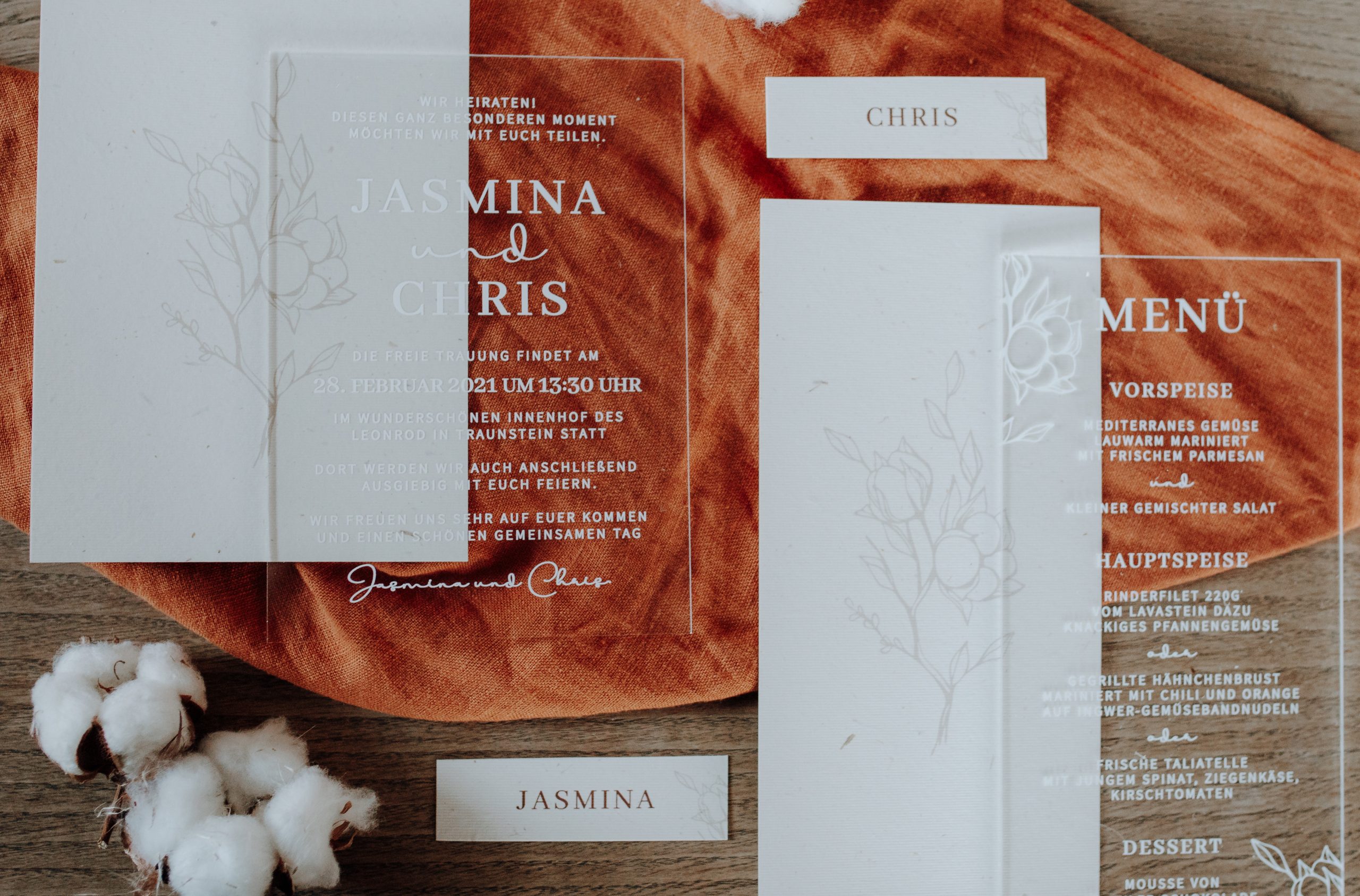 bruiloft, menu, papeterie