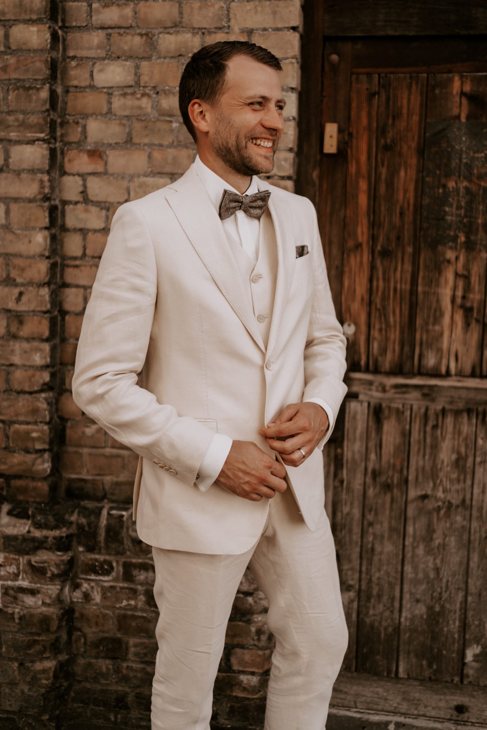 Beiege boho-trouwpak