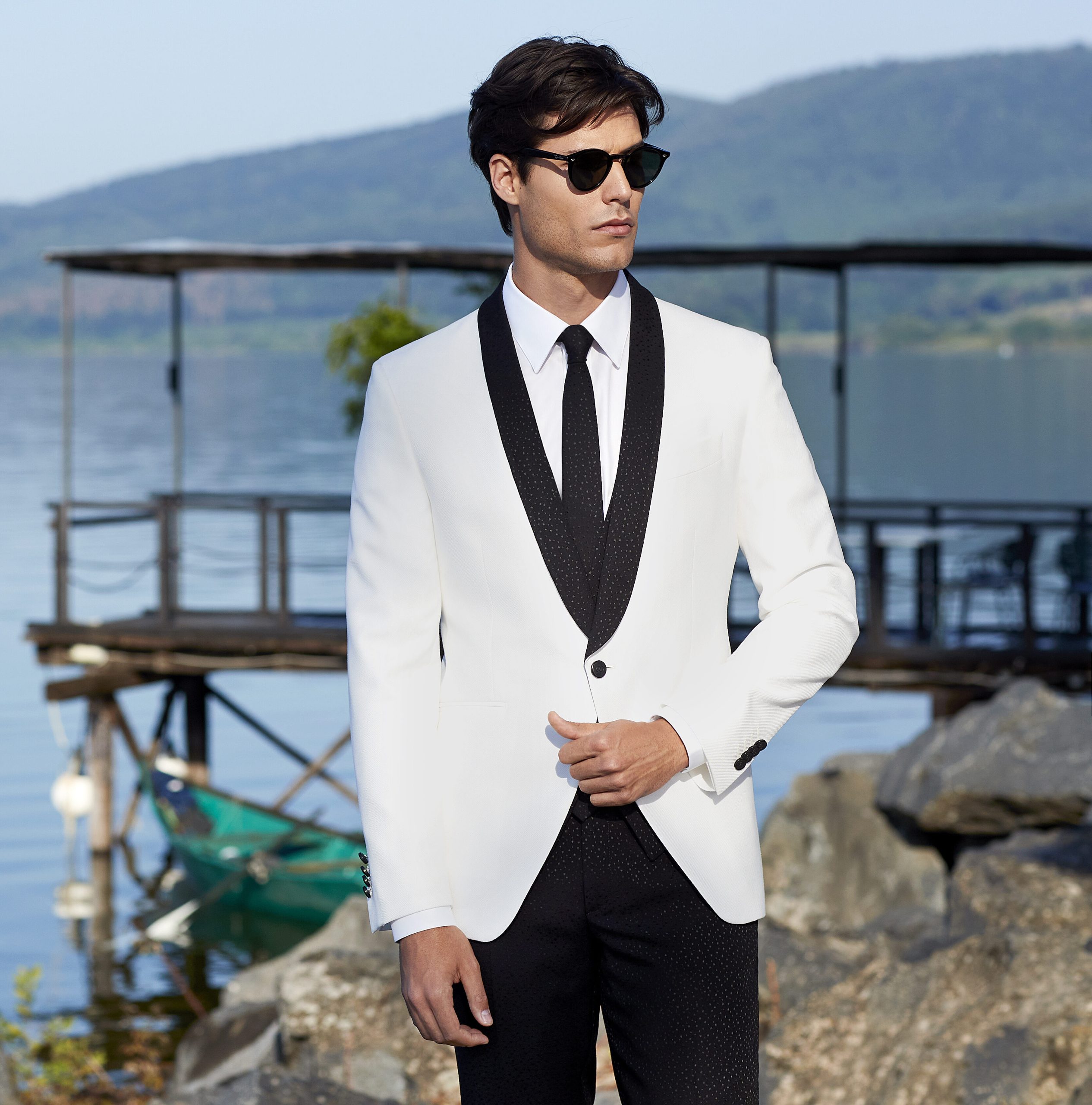 Modern black-tie, fotoshoot, bruidegom