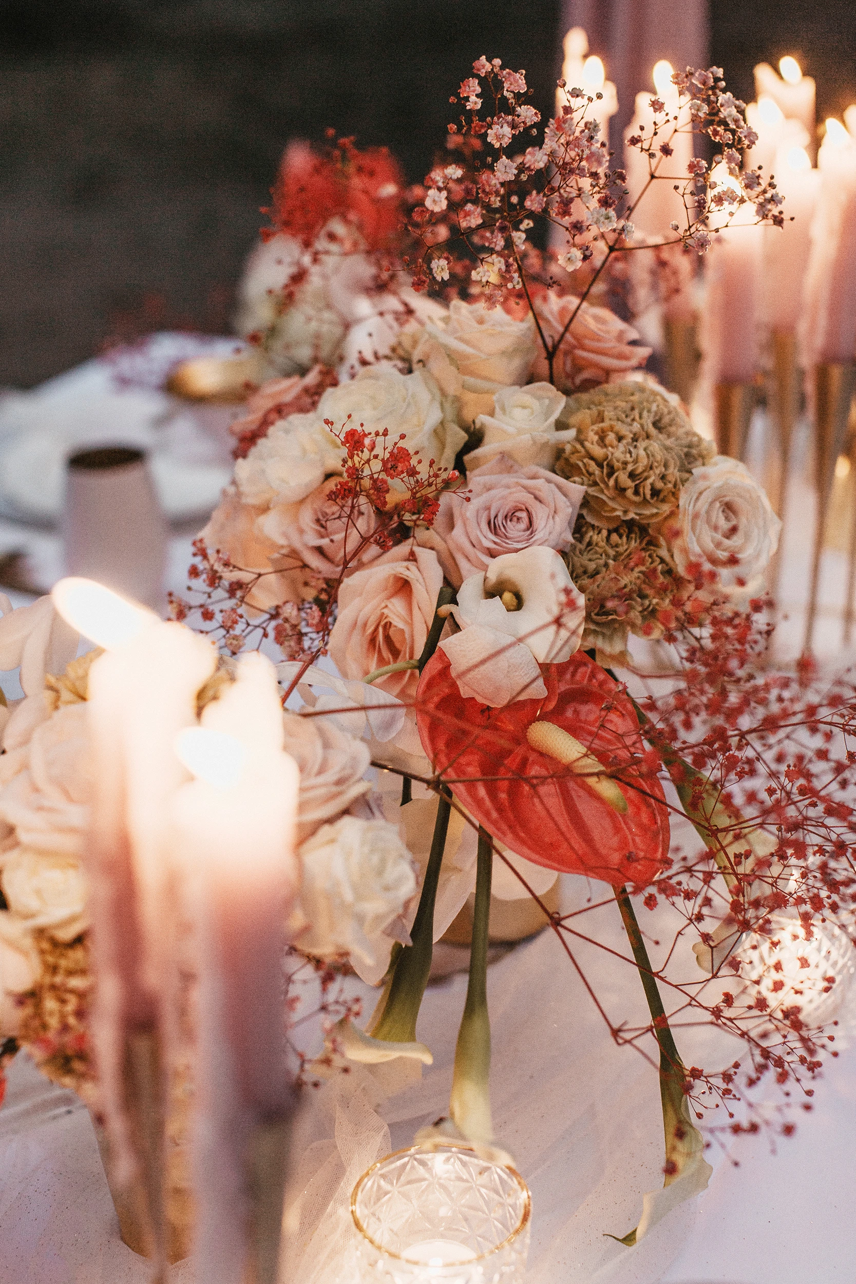 Bloemen, bruiloft, sfeer