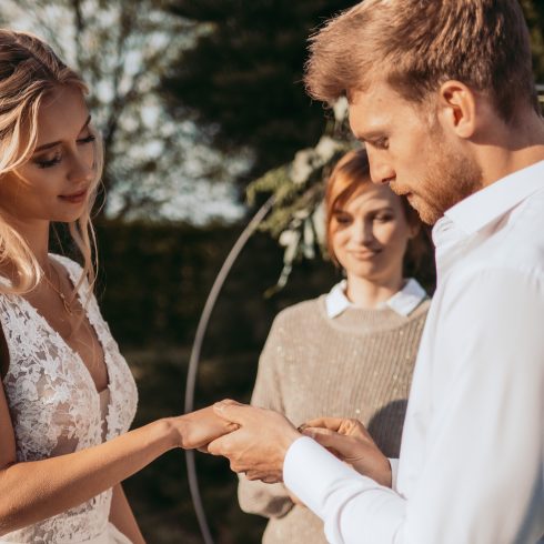 trouwceremonie, koppel, trouwen, bruiloft