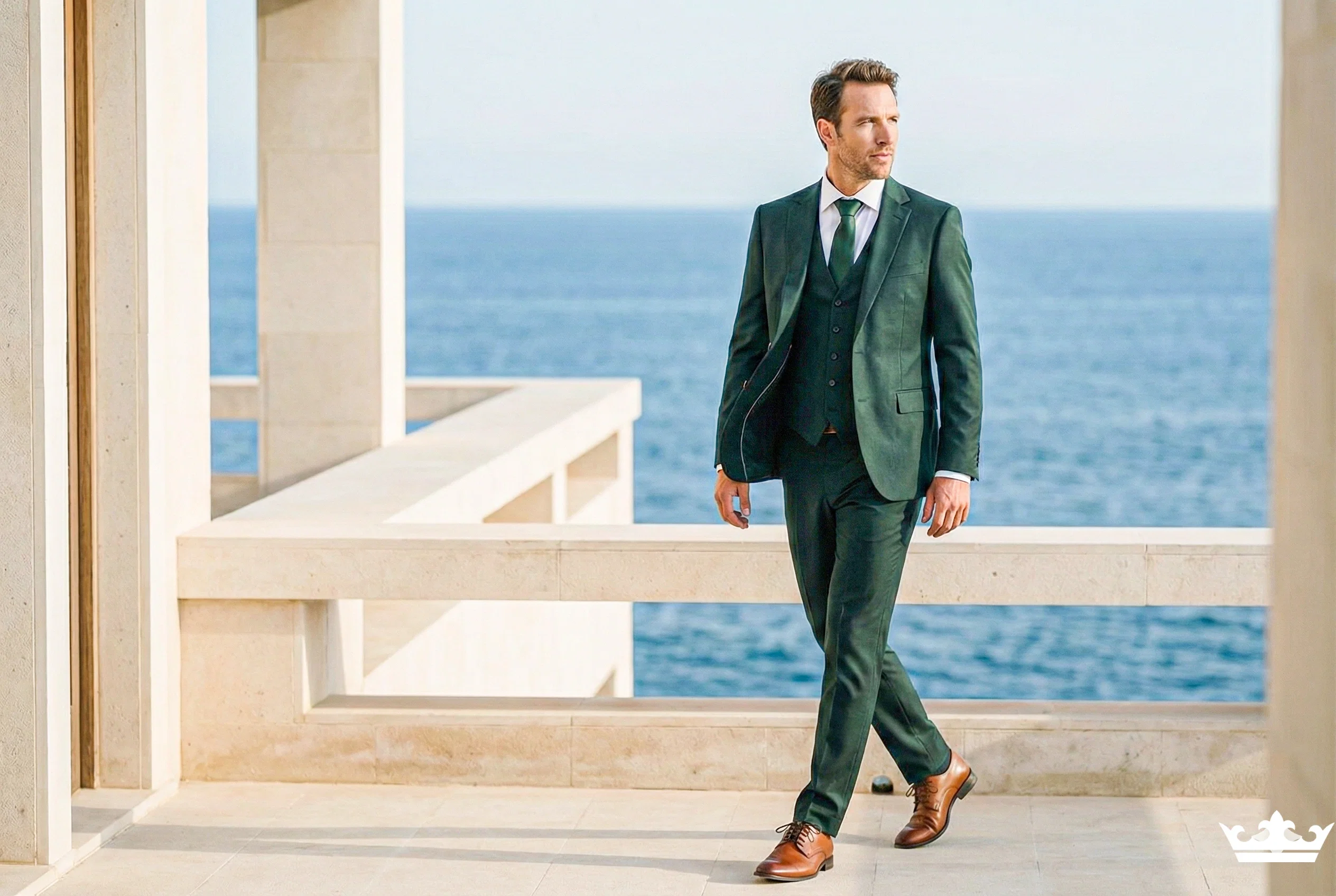 Donkergroen trouwpak van Meyer & Meyer