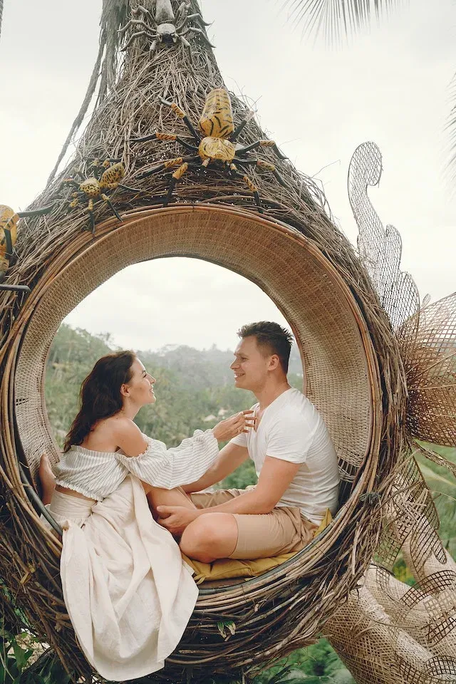 Bruidspaar op huwelijksreis in Bali.