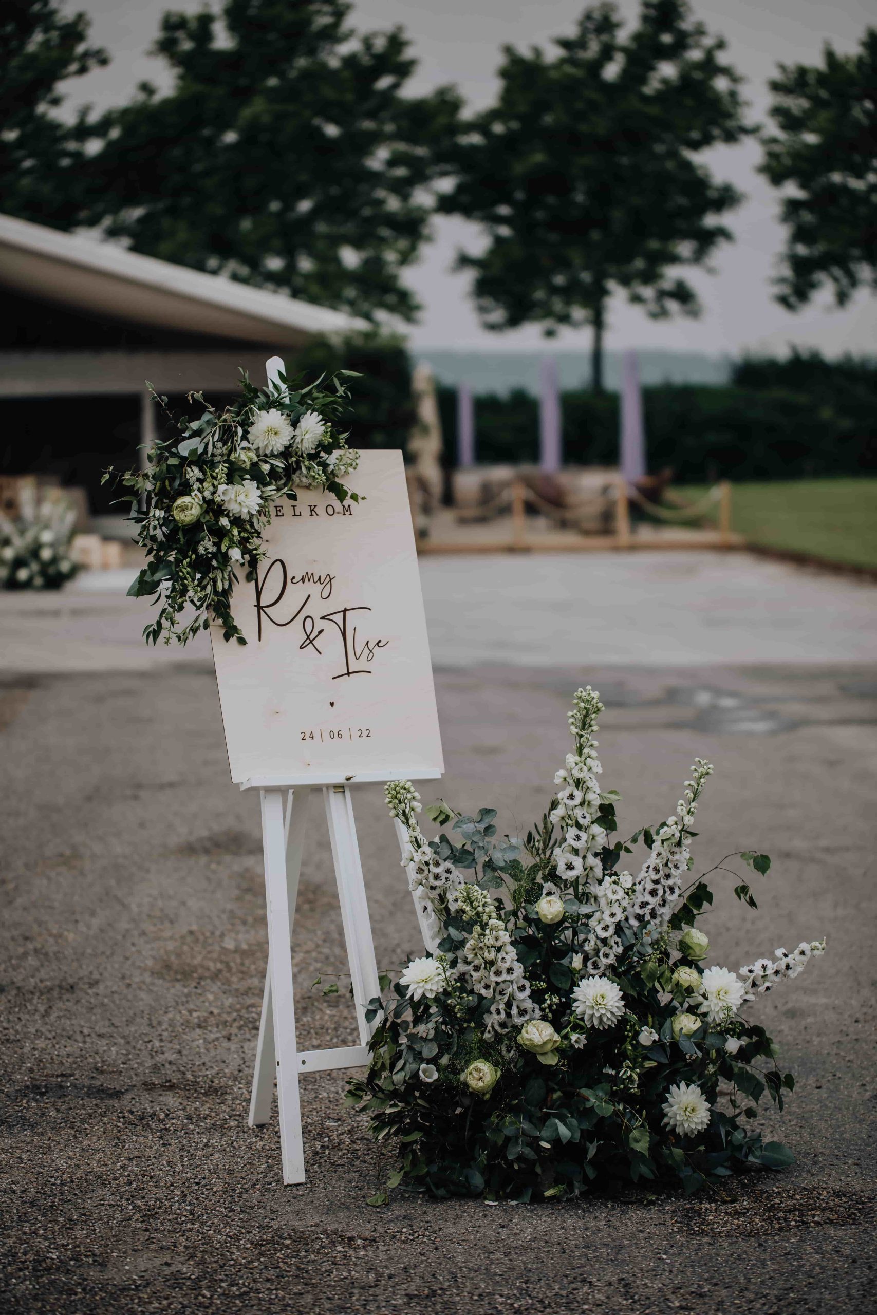 Doek met namen op een bruiloft