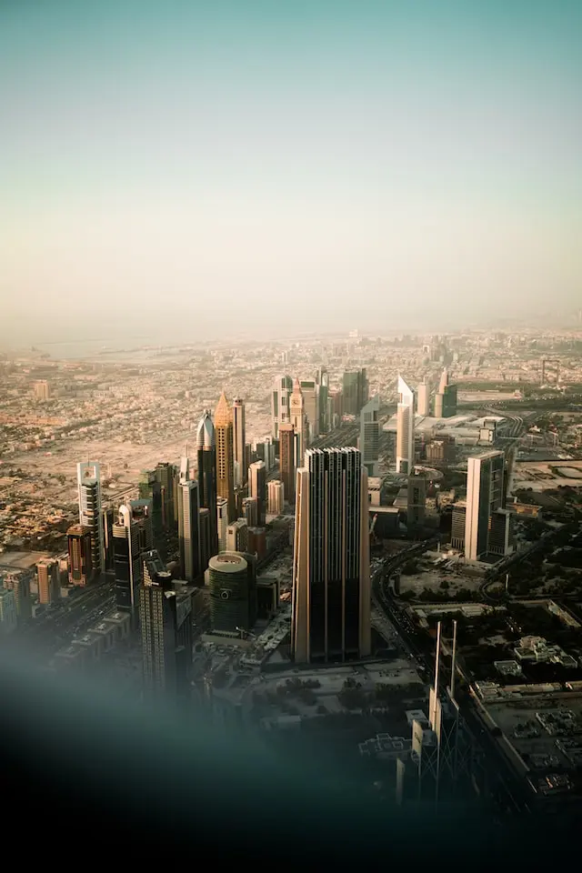 Uitzicht van Dubai uit een luchtballon