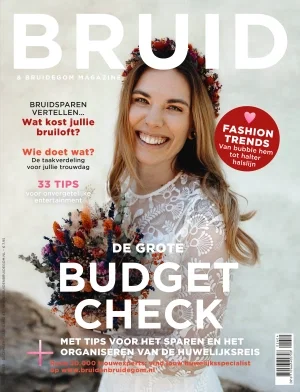 Cover van Bruid & Bruidegom Magazine De Grote Budget Check editie met lachende bruid