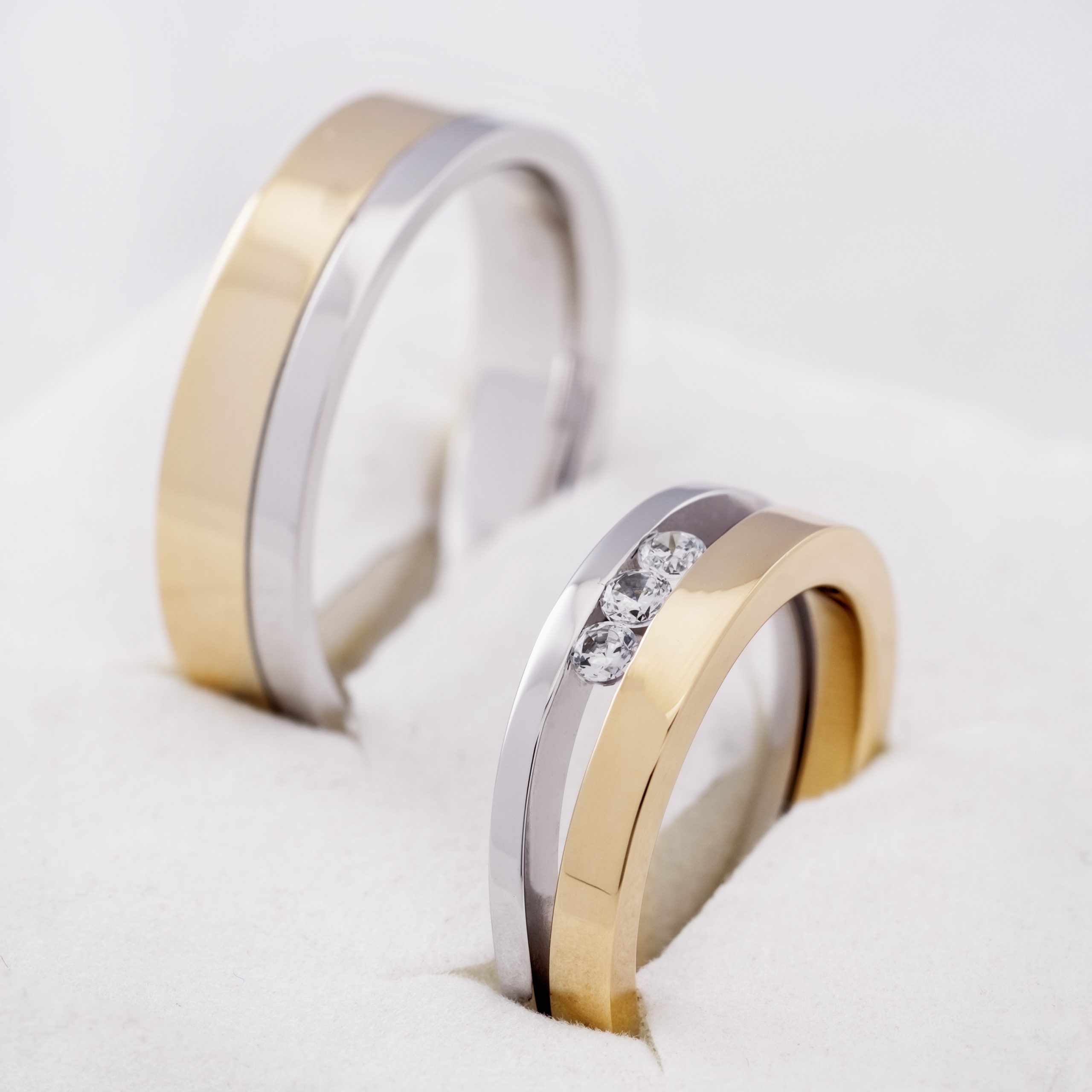 Zilver en goud trouwring