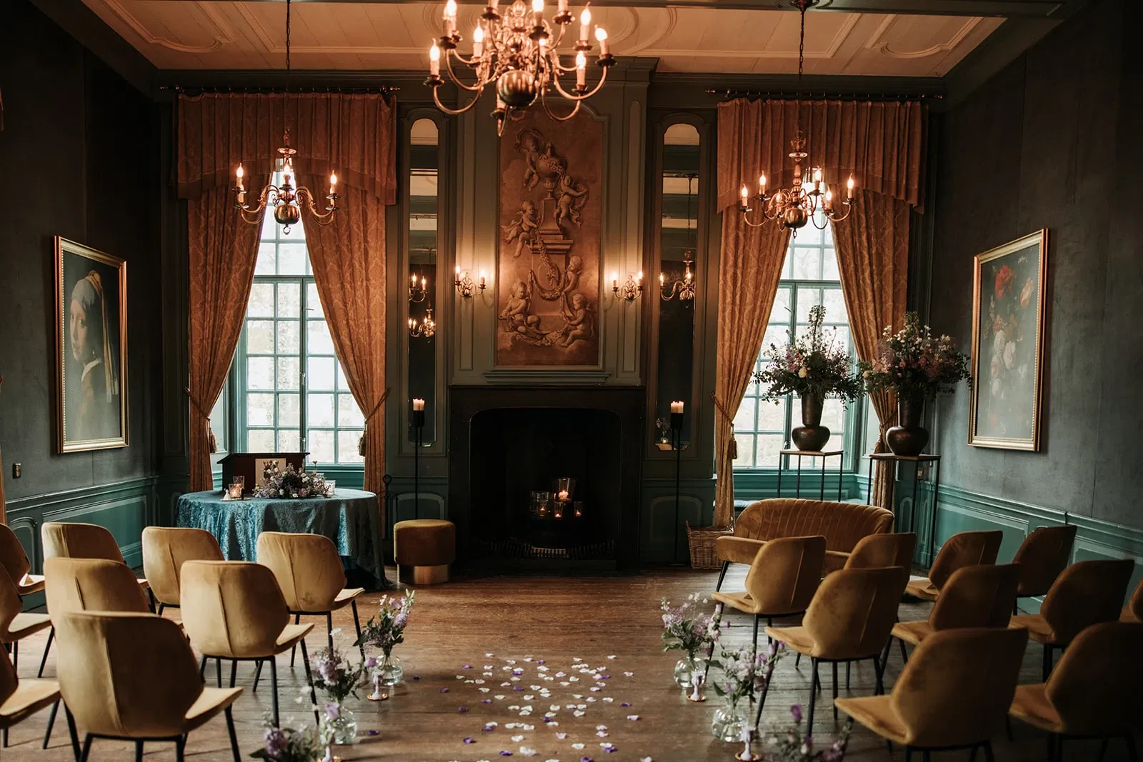Trouwceremonie opstelling kasteel Wijenburg